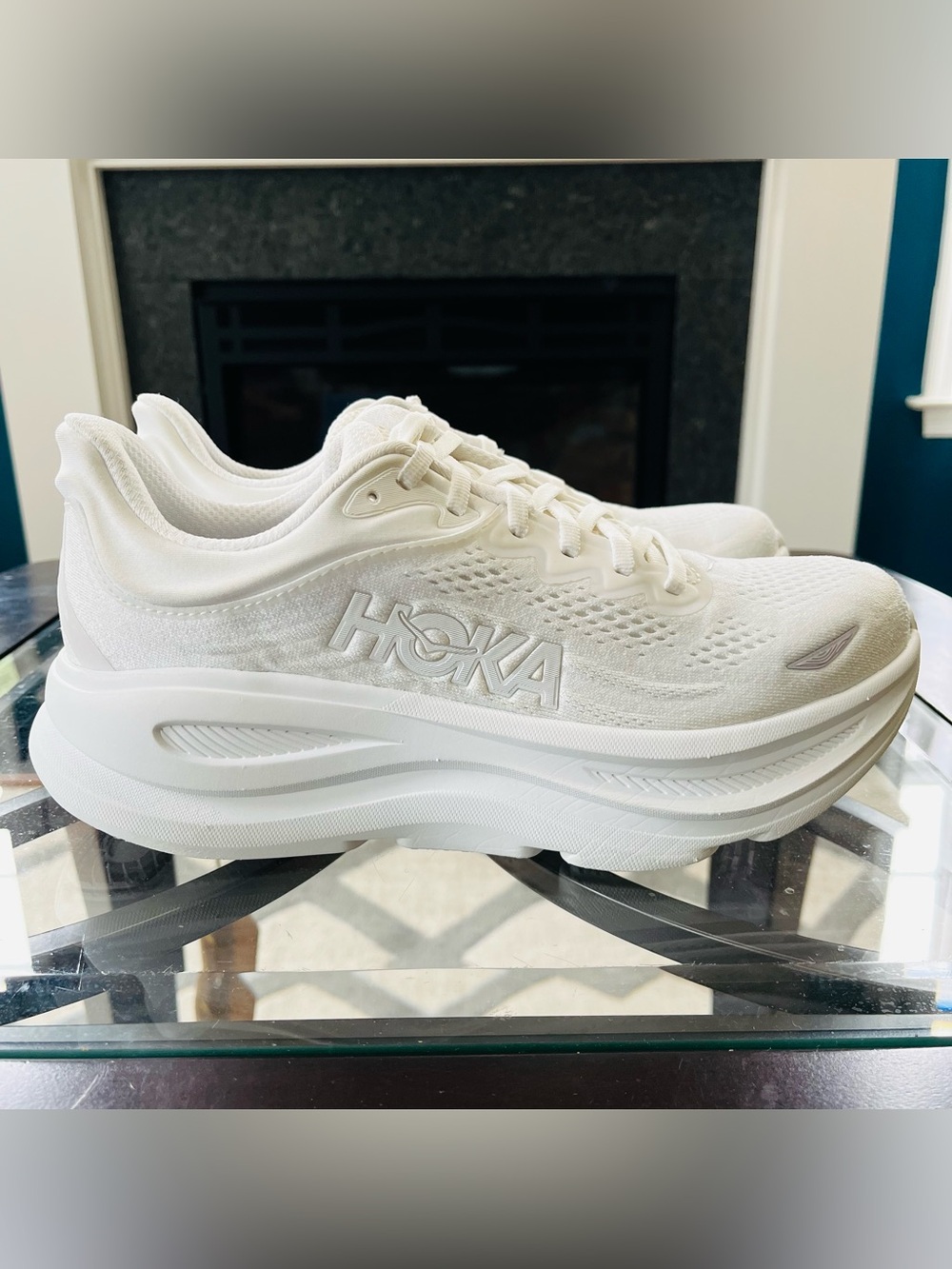 Sz 9 Hoka One One Bondi 9 Women's Running Shoes All White 1162012/WWH